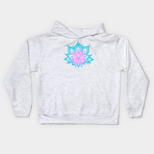 Pastel Vibes Lotus Flower Mandala Kids Hoodie by julieerindesigns